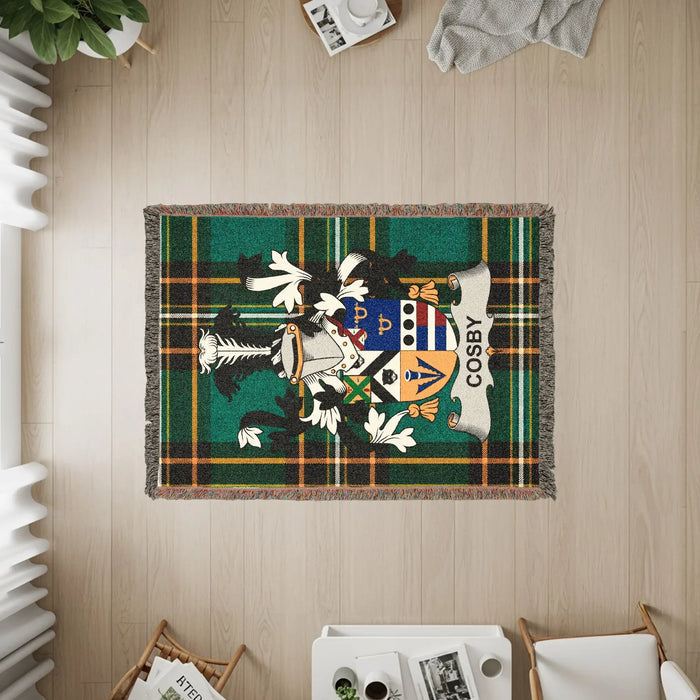 The three available sizes of the Cosby woven cotton blanket.