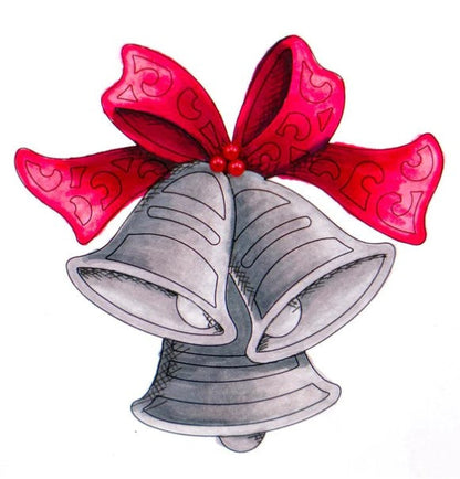 Couture Creations - Outline Stamp - Ringing Bells. Approximately 75 x 75mm | 2.9 x 2.9in This beautiful bell themed Christmas mini stamp and colour outline stamp set is ideal for use in colouring with pencils, paints, inks. Available at Embellish Away located in Bowmanville Ontario Canada.