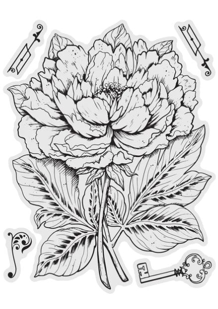 Couture Creations - Stamp and Colour - Peony. This beautiful five piece Peony Stamp and Colour Set which is part of the “Vintage Blooms” collection will make a great addition and will be perfect for cards and projects. Approx. 100 x 130mm | 3.9 x 5.1in. Available at Embellish Away located in Bowmanville Ontario Canada.