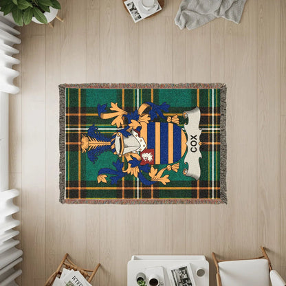 The three available sizes of the Cox woven cotton blanket.