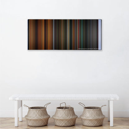 Crimson Peak color palette canvas above a white bench with three woven baskets