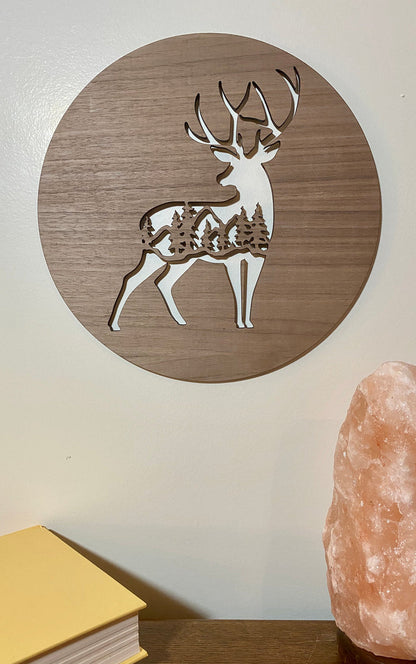 Deer wood sign home decor, personalized wooden sign, deer wooden sign cabin wood sign, nature wood sign