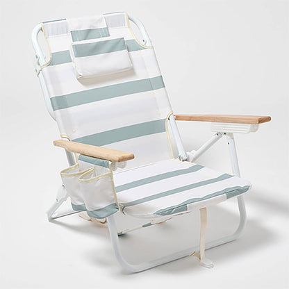 Deluxe Beach Chair La Palma Sage Stripe -  by Carlyle Avenue