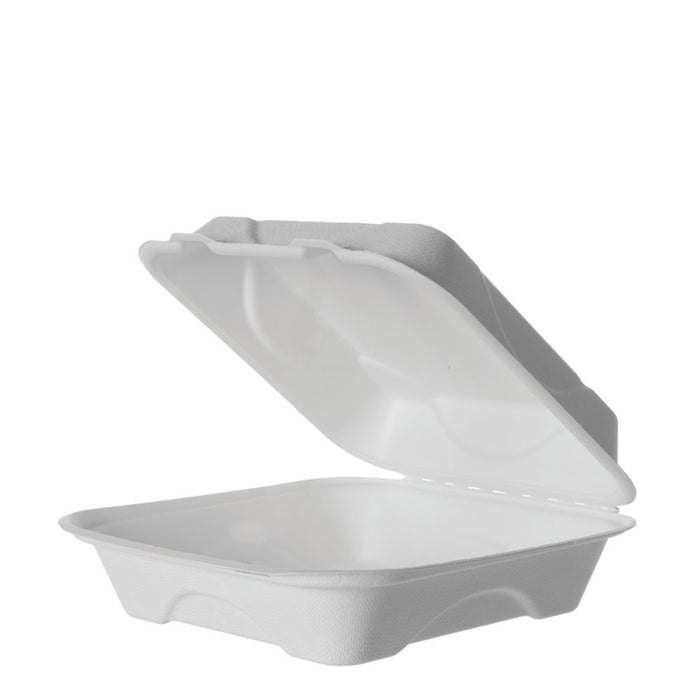 EcoProducts Compostable Molded Fiber Clamshells (8in x 8in x 3in) | 200/cs