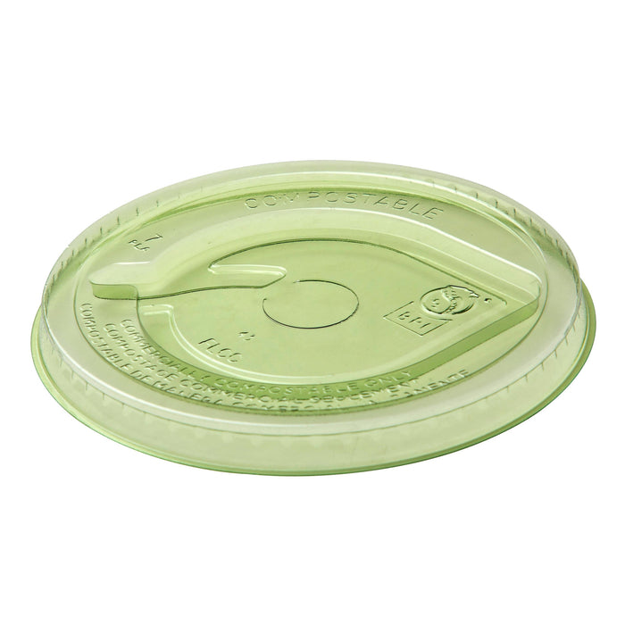 EcoProducts Veridian™ GreenStripe Compostable Cold Cup Flat Lids (Fits 9 - 24oz. Cold Cups | Green) | 93-Series | 1000/cs