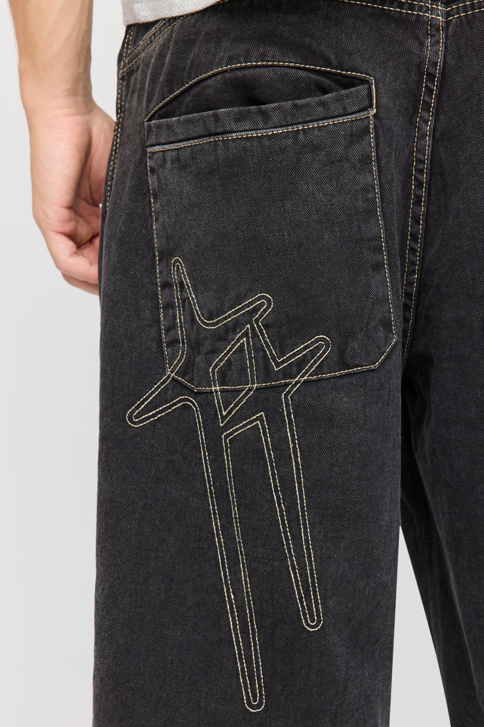 Embroidered Wide Leg Jean