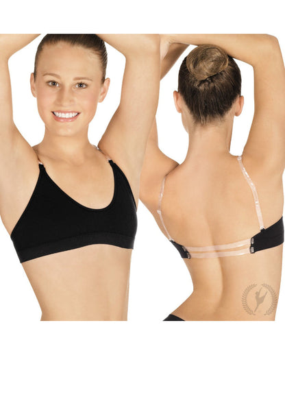 Eurotard 95621 dance bra in black with adjustable straps