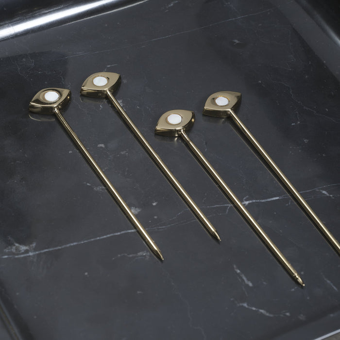 Evil Eye Set of 4 Cocktail Picks - Gold