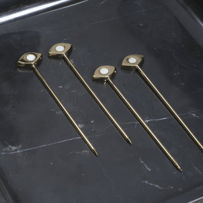 Evil Eye Set of 4 Cocktail Picks - Gold