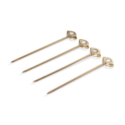 Evil Eye Set of 4 Cocktail Picks - Gold