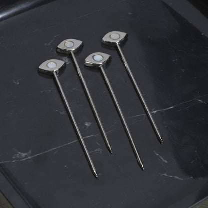 Evil Eye Set of 4 Cocktail Picks - Polished Nickel - Barware by Carlyle Avenue
