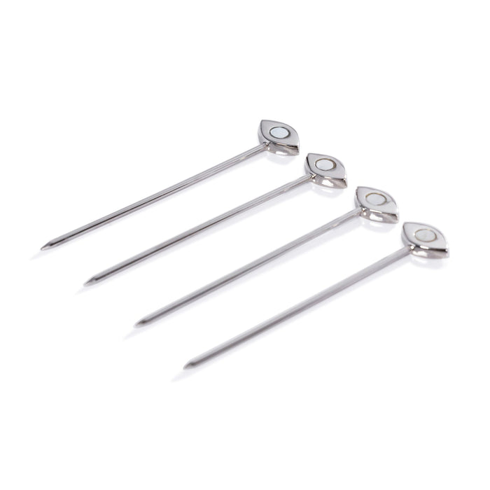 Evil Eye Set of 4 Cocktail Picks - Polished Nickel - Barware by Carlyle Avenue