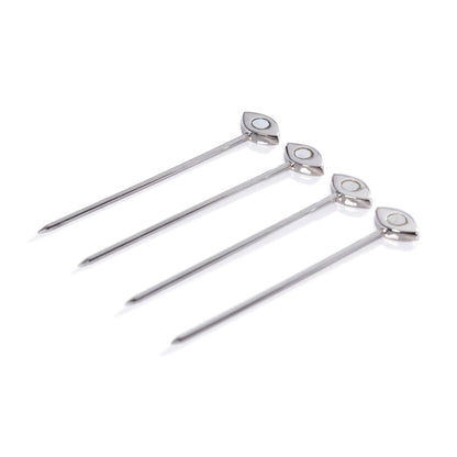 Evil Eye Set of 4 Cocktail Picks - Polished Nickel - Barware by Carlyle Avenue