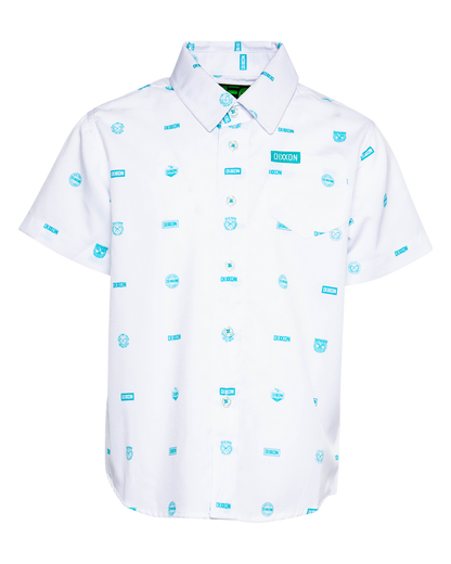Executive Youth Short Sleeve Party Shirt - Tiff/White