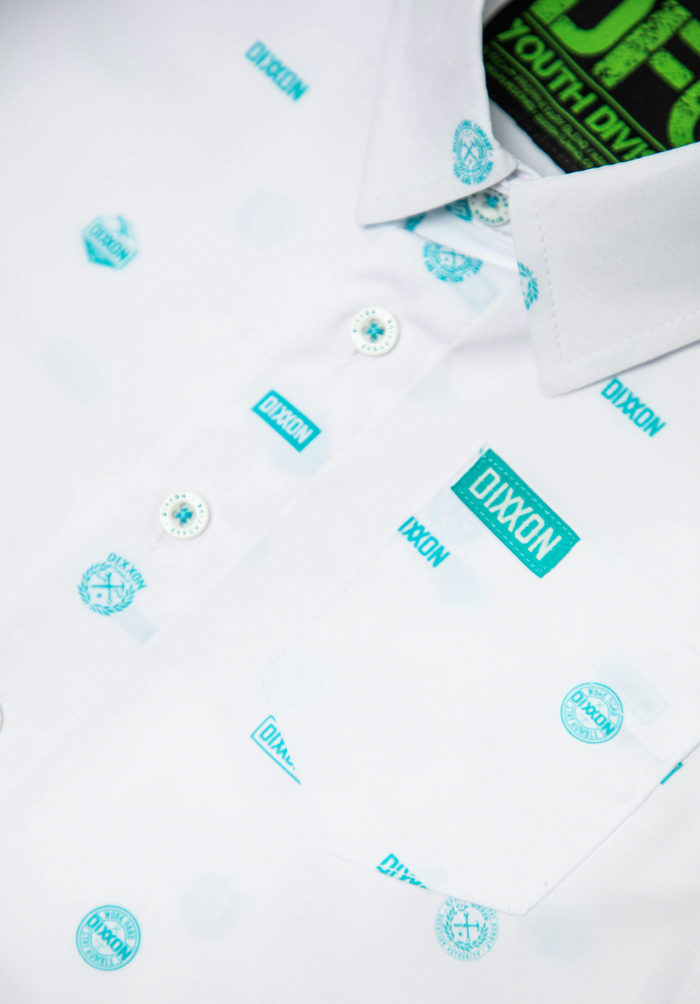 Executive Youth Short Sleeve Party Shirt - Tiff/White