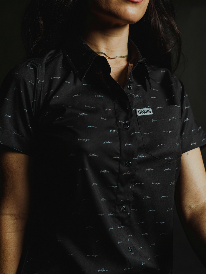 F-Word Women's Short Sleeve Party Shirt - Black/Grey
