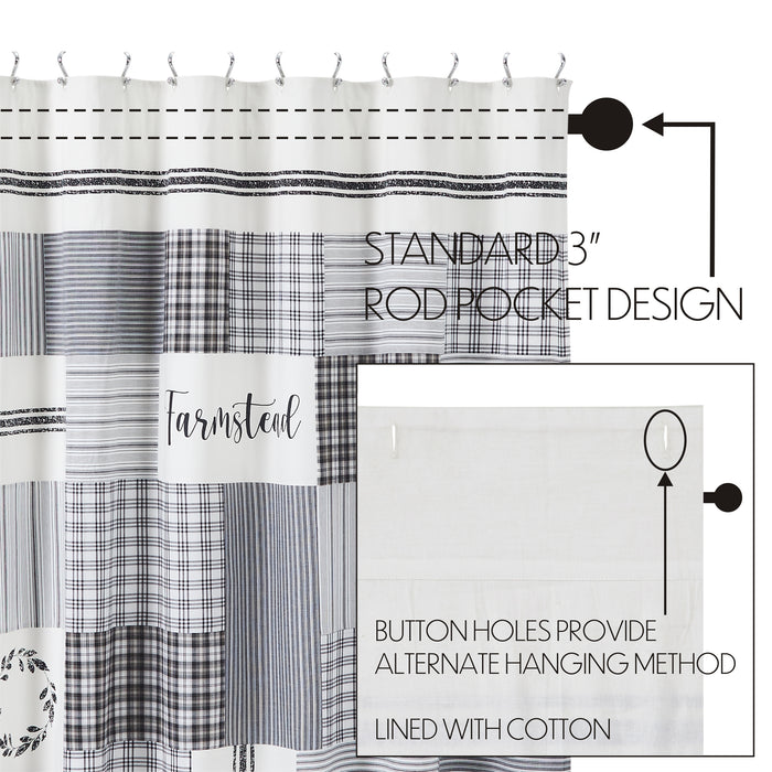 Farmstead Black Patchwork Cotton Shower Curtain-Lange General Store