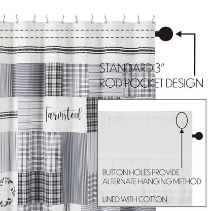 Farmstead Black Patchwork Cotton Shower Curtain-Lange General Store