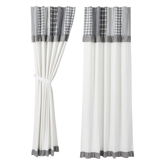 Farmstead Black Patchwork Panel Curtains-Lange General Store