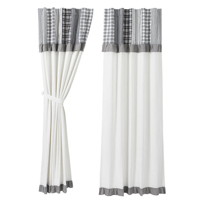 Farmstead Black Patchwork Panel Curtains-Lange General Store