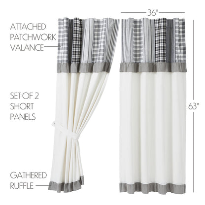 Farmstead Black Patchwork Short Panel Curtains