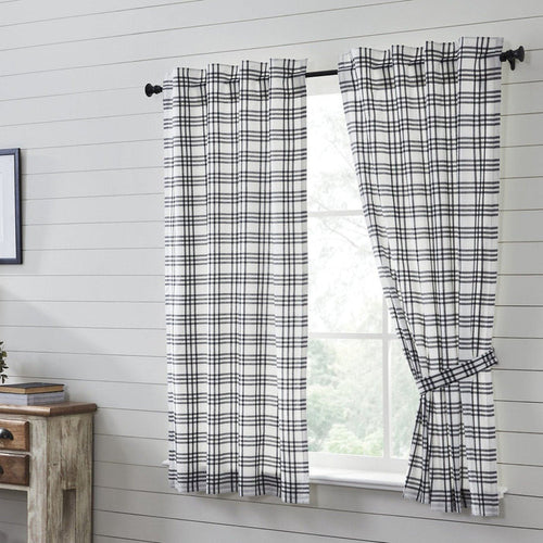 Farmstead Black Plaid Short Panel Curtains-Lange General Store