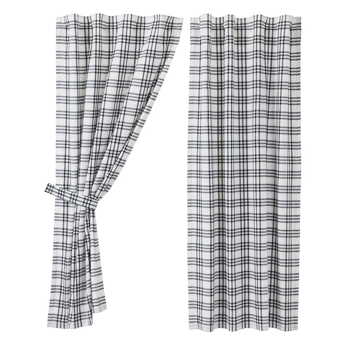 Farmstead Black Plaid Short Panel Curtains-Lange General Store