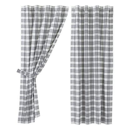 Farmstead Black Plaid Short Panel Curtains-Lange General Store