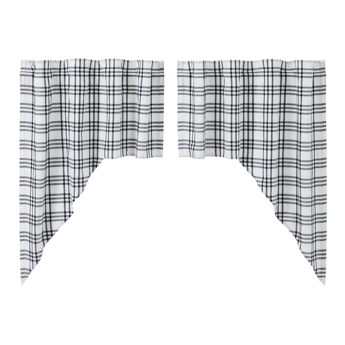 Farmstead Black Plaid Swag Curtains-Lange General Store