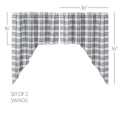 Farmstead Black Plaid Swag Curtains