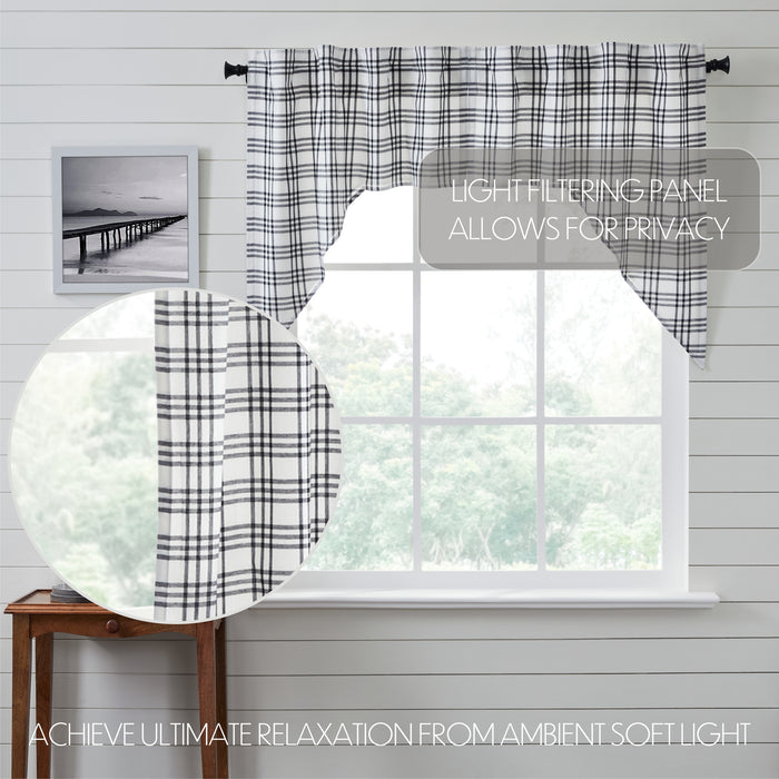 Farmstead Black Plaid Swag Curtains