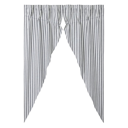 Farmstead Black Ticking Stripe Long Prairie Curtains-Lange General Store
