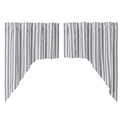Farmstead Black Ticking Stripe Swag Curtains-Lange General Store