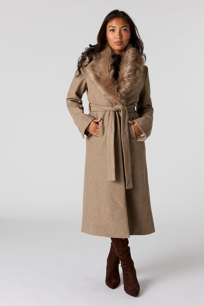 Faux-Fur Collared Coat