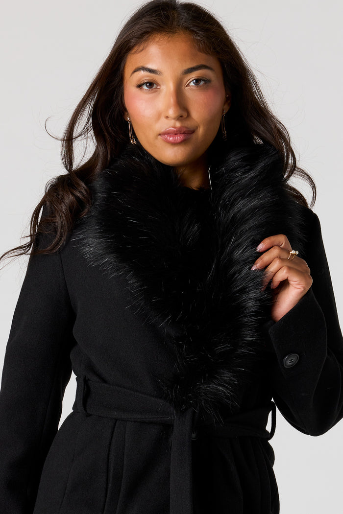 Faux-Fur Collared Coat