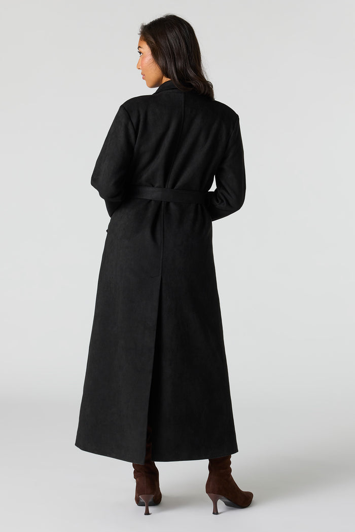 Faux Suede Trench Coat
