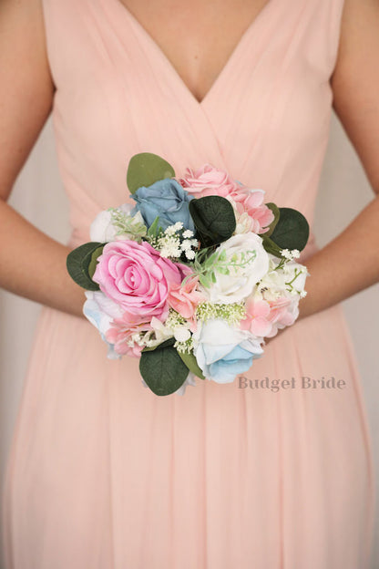 Faux Wedding Bouquet in Pink and Blue - $45.00 | Enoch Collection