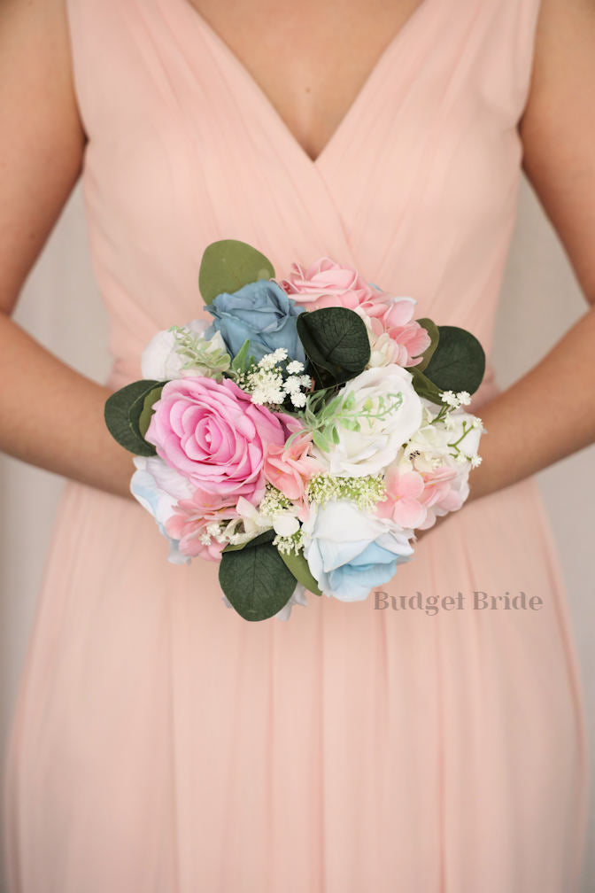 Faux Wedding Bouquet in Pink and Blue - $65.00 | Enoch Collection