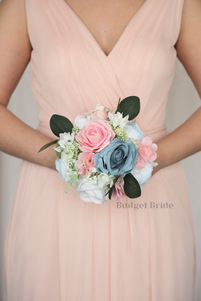 Faux Wedding Bouquet in Pink and Blue - $65.00 | Enoch Collection