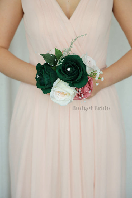 Faux Wedding Bouquet in Pink and Green - $39.50 | Airway Collection