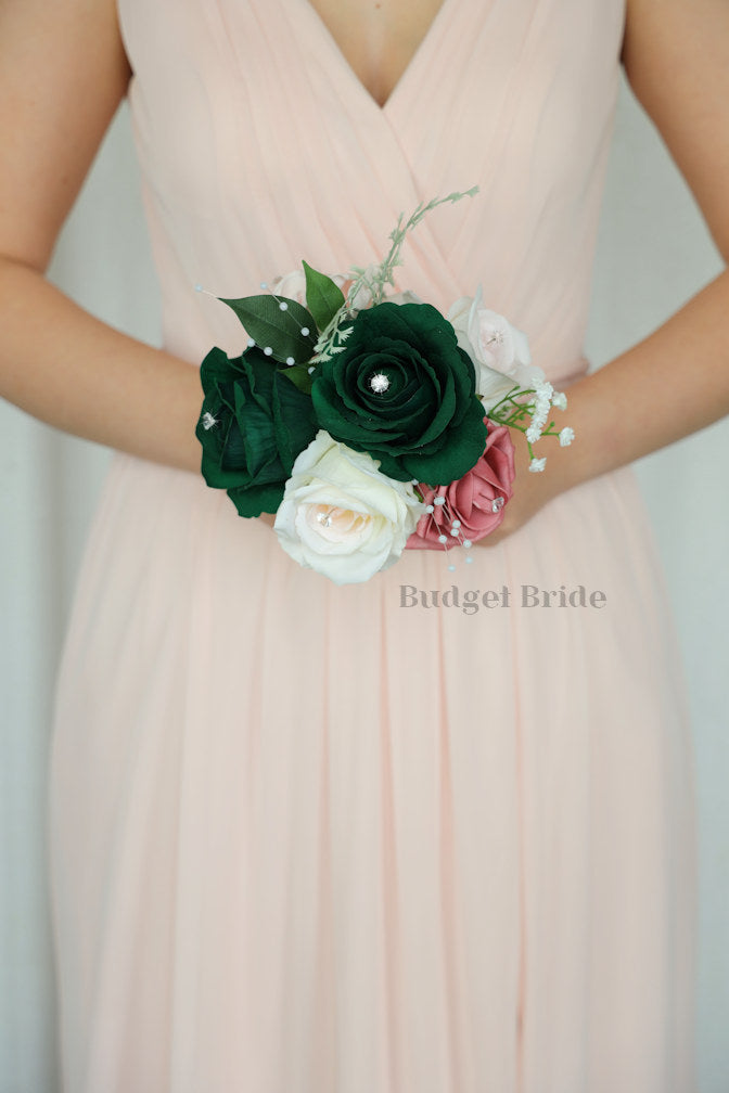 Faux Wedding Bouquet in Pink and Green - $39.50 | Airway Collection