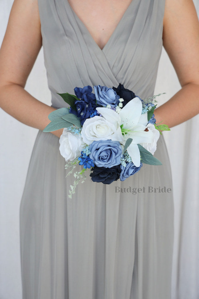Faux Wedding Bouquet in Steel Blue - $170.00 | Lings Collection