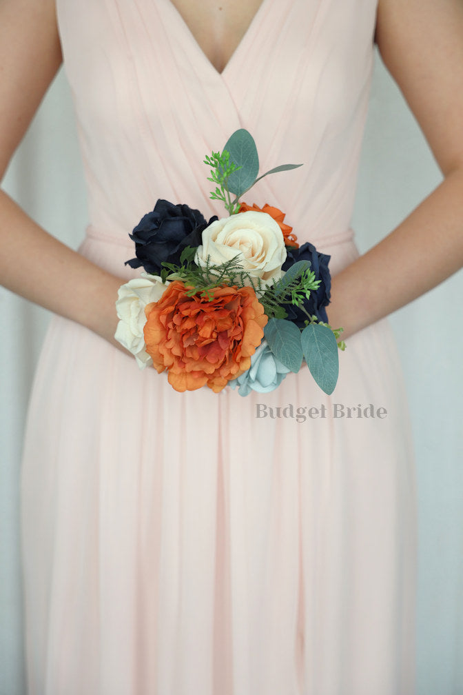 Faux Wedding Bouquet in Terracotta and Blue - $170.00 | Basalt Collection