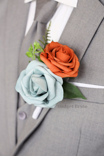 Faux Wedding Bouquet in Terracotta and Blue - $58.50 | Basalt Collection