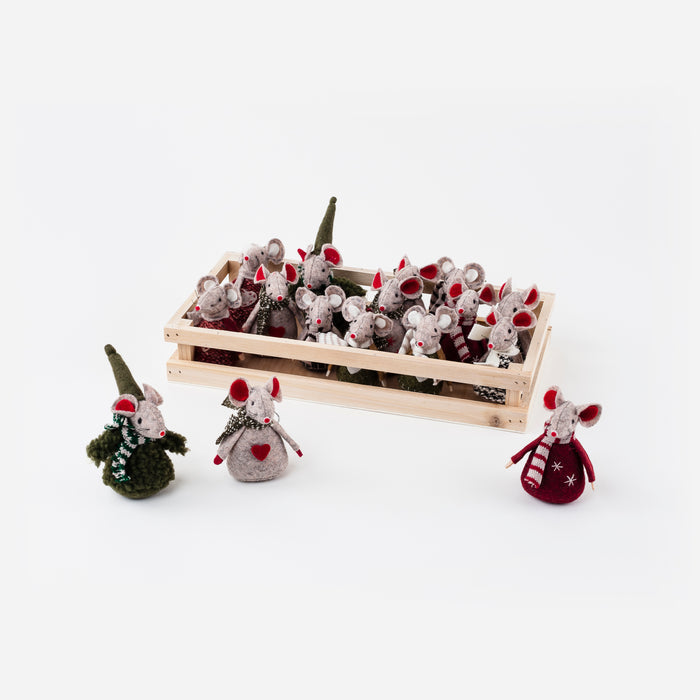 Mouse Ornament with Displayer that Holds 16, Set of 8 Assorted