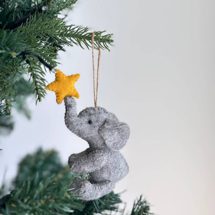 Felt Ornament - Elephant with Star