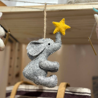 Felt Ornament - Elephant with Star