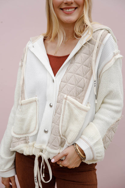 Women's Quilted Hoodie- Oversized Hoodie Sweater- POL Hoodie