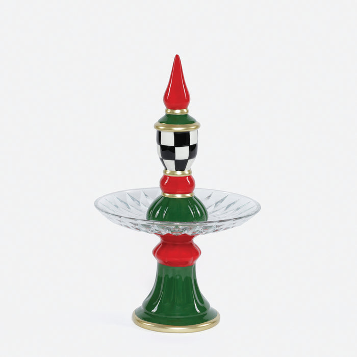 Finial Ceramic Pedestal with Glass Plate