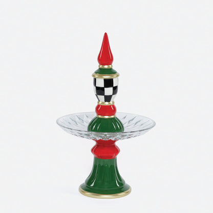 Finial Ceramic Pedestal with Glass Plate